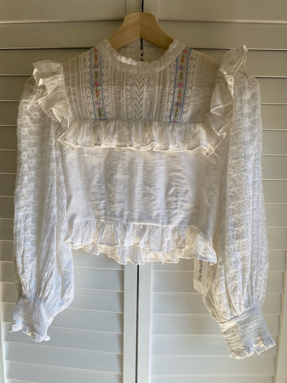🤍💓 LoveShackFancy Doreen eyelet lace embroidery blouse SIZE US2